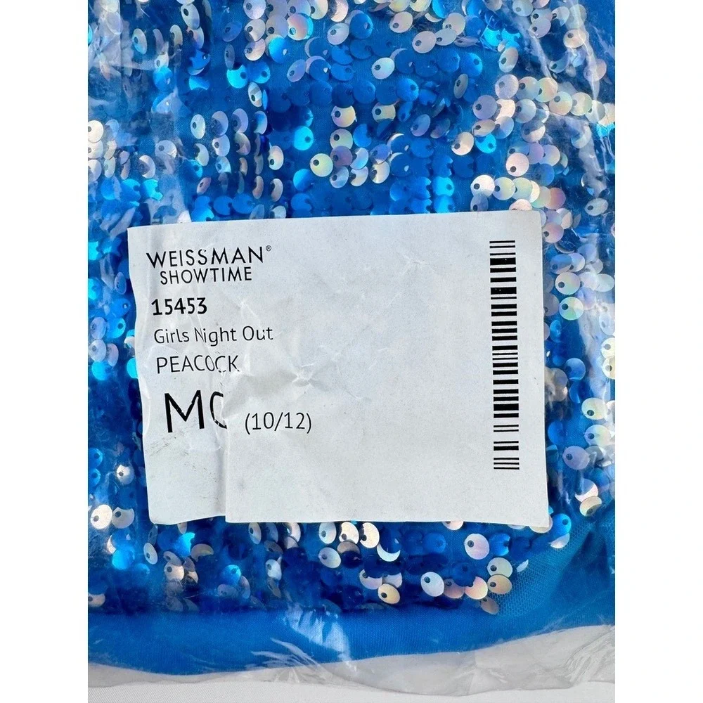 Weissman Showtime Girls Night Out Dance Costume‎ Dress Peacock 10/12 NWOT